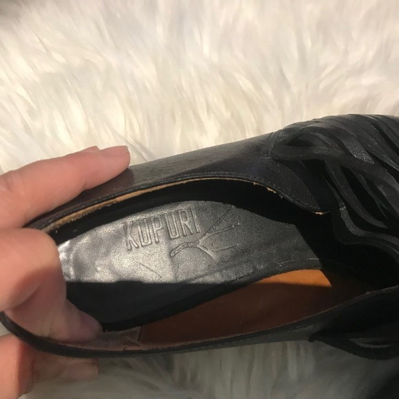 Anthropologie Kupuri Spain Fringe Bootie Black Bohemian Boho Ankle Boots Size7.5 - Picture 7 of 9